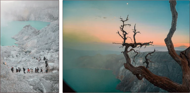 Mont Kawah Ijen : Volcan aux flammes bleues de Java Mount Kawah Ijen: The Blue-Flame Volcano of Java