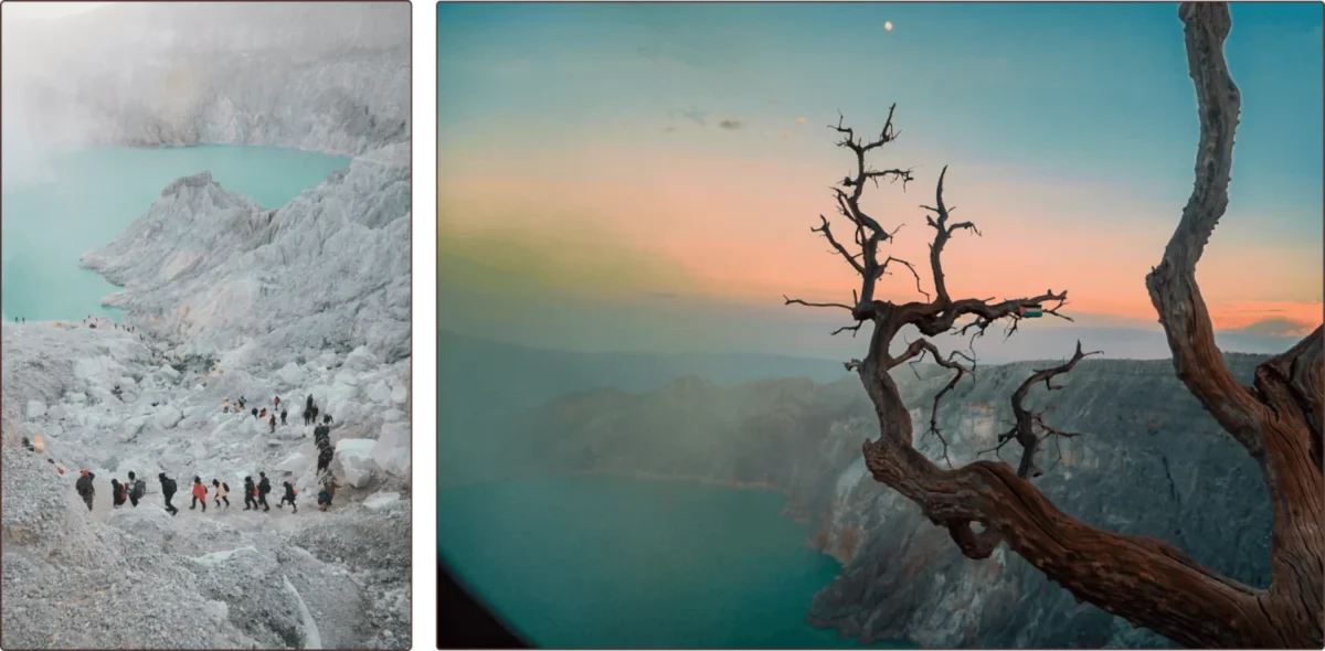 Mont Kawah Ijen : Volcan aux flammes bleues de Java Mount Kawah Ijen: The Blue-Flame Volcano of Java